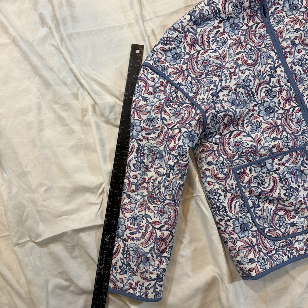 NWOT 7 For All Mankind Women's Small Quilted Floral Jacket Lightweight White BL - Picture 8 of 16